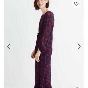 Madewell x No.6 Sheer Floral Midi Dress — Navy & Red — Size 8